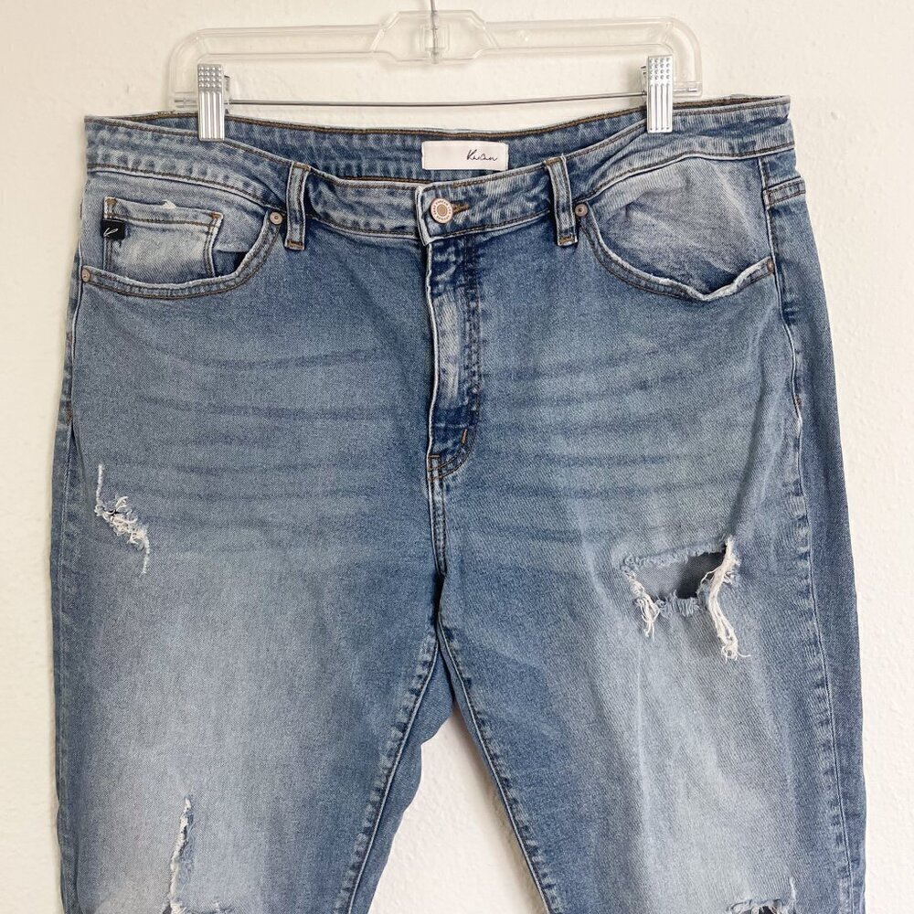 KanCan Estilo Medium Wash Destroyed Knee Holes Distressed Stretch Jeans size 32 - Picture 2 of 10